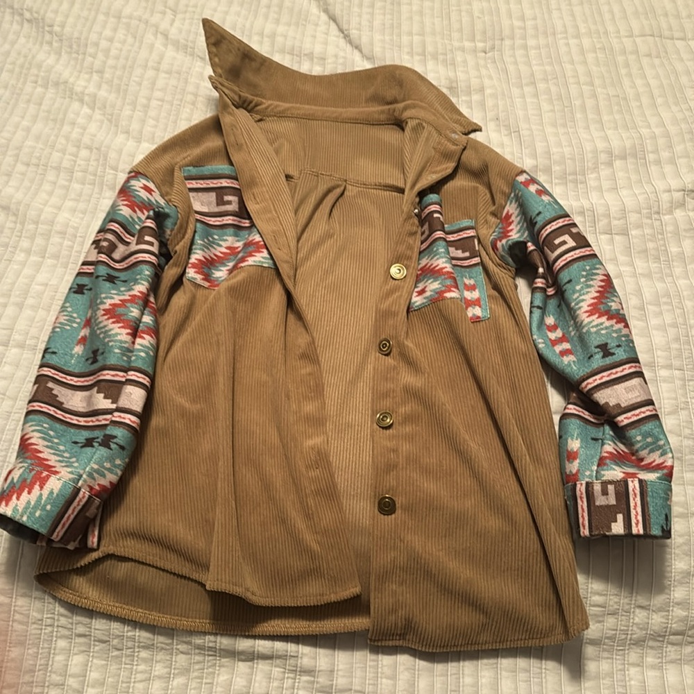 Girls corduroy brown button up jacket￼